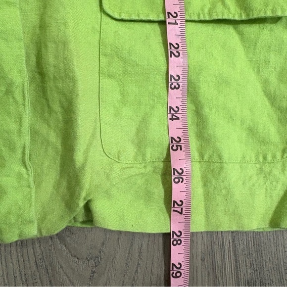 Bloomingdales 100% Linen Lime Green Jacket Shirt Button Down Womens Sz 12 Easter - Picture 8 of 15